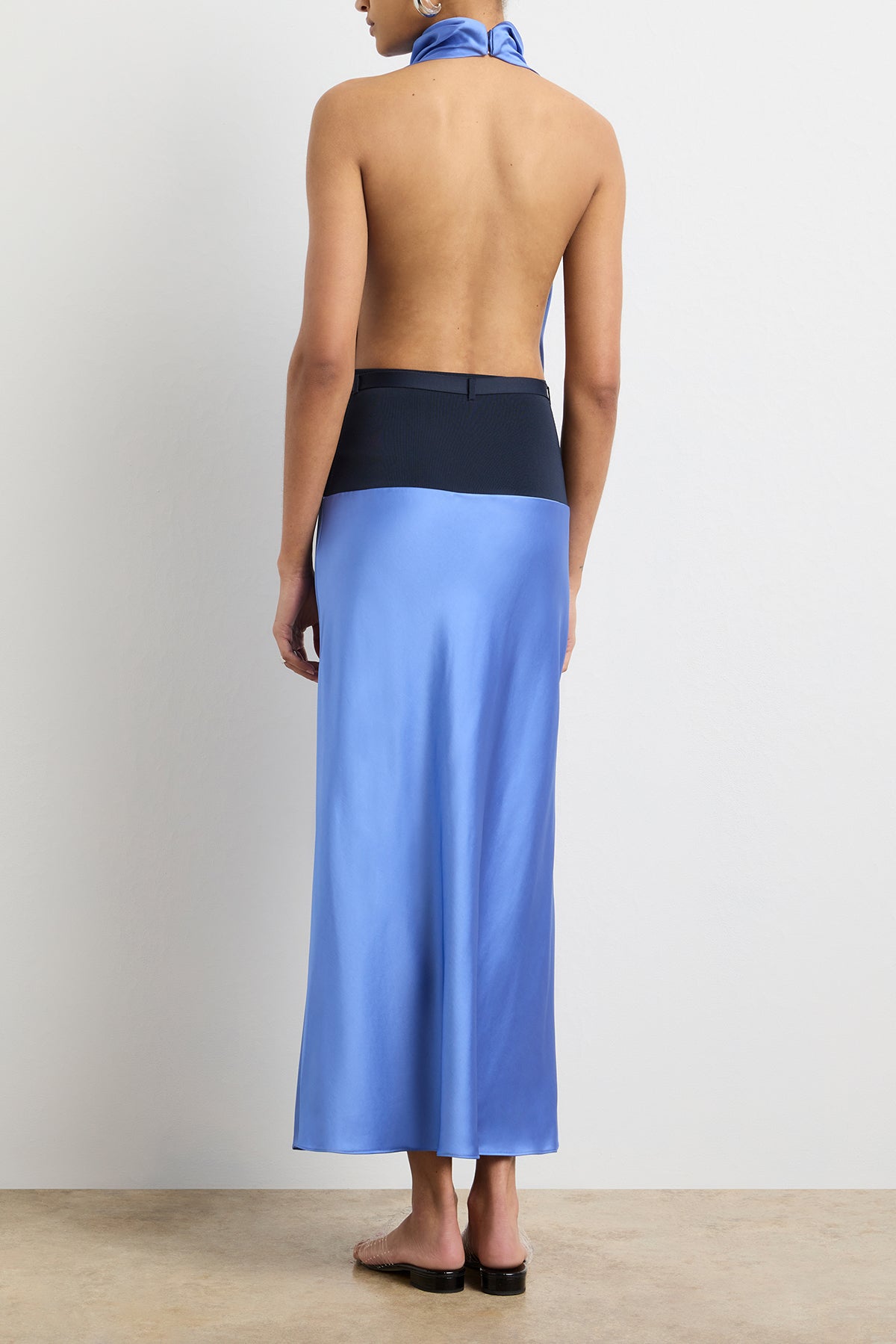 The Larissa Midi Dress in Combo Knit Blue Yoke in French Blue