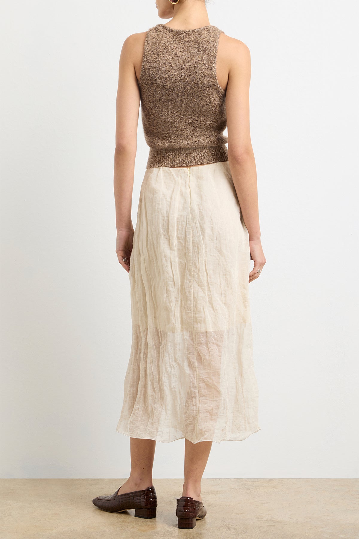 The Reese Knit Tank in Marled Brown Silk Cashmere