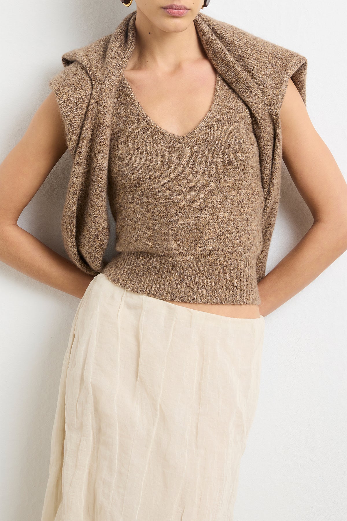 The Reese Knit Tank in Marled Brown Silk Cashmere