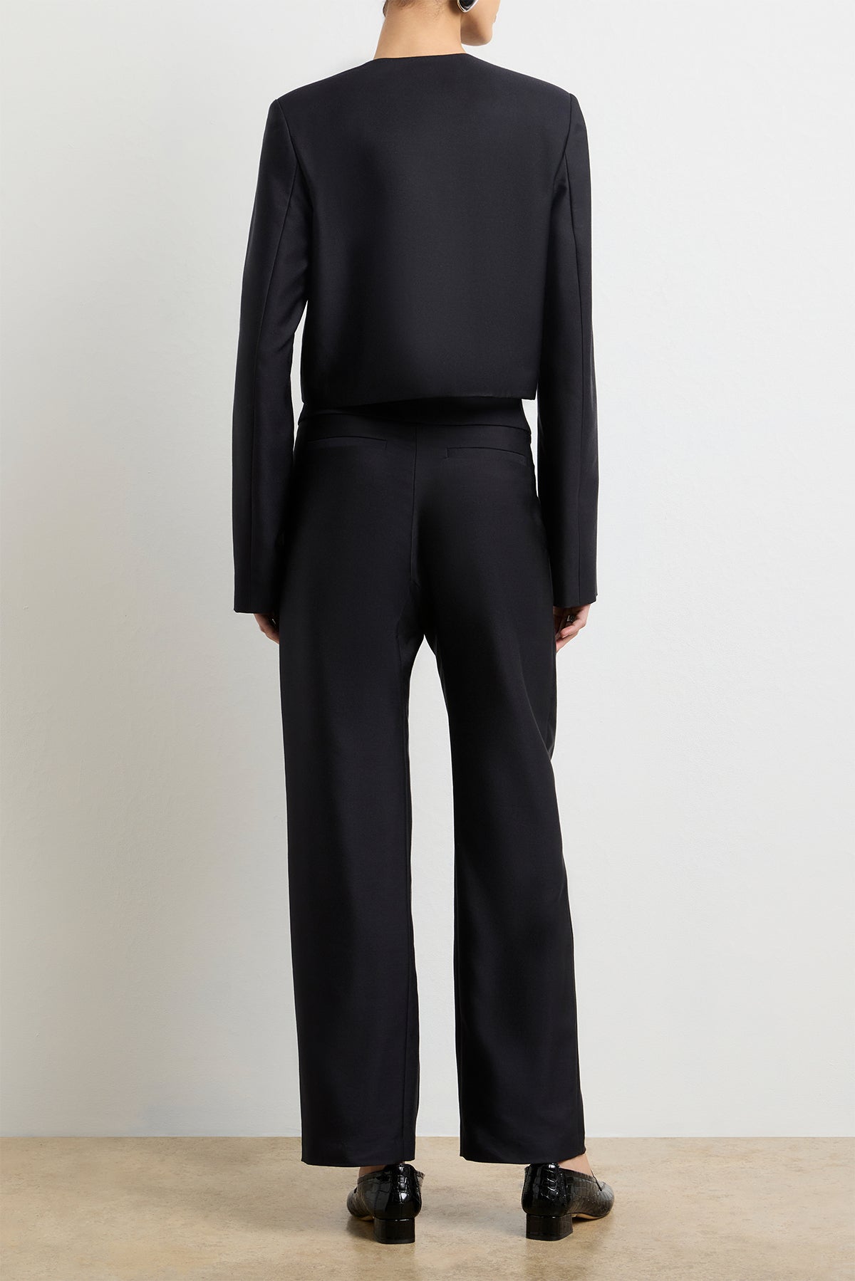 The Ryder Box Jacket in Black Silk Mikado