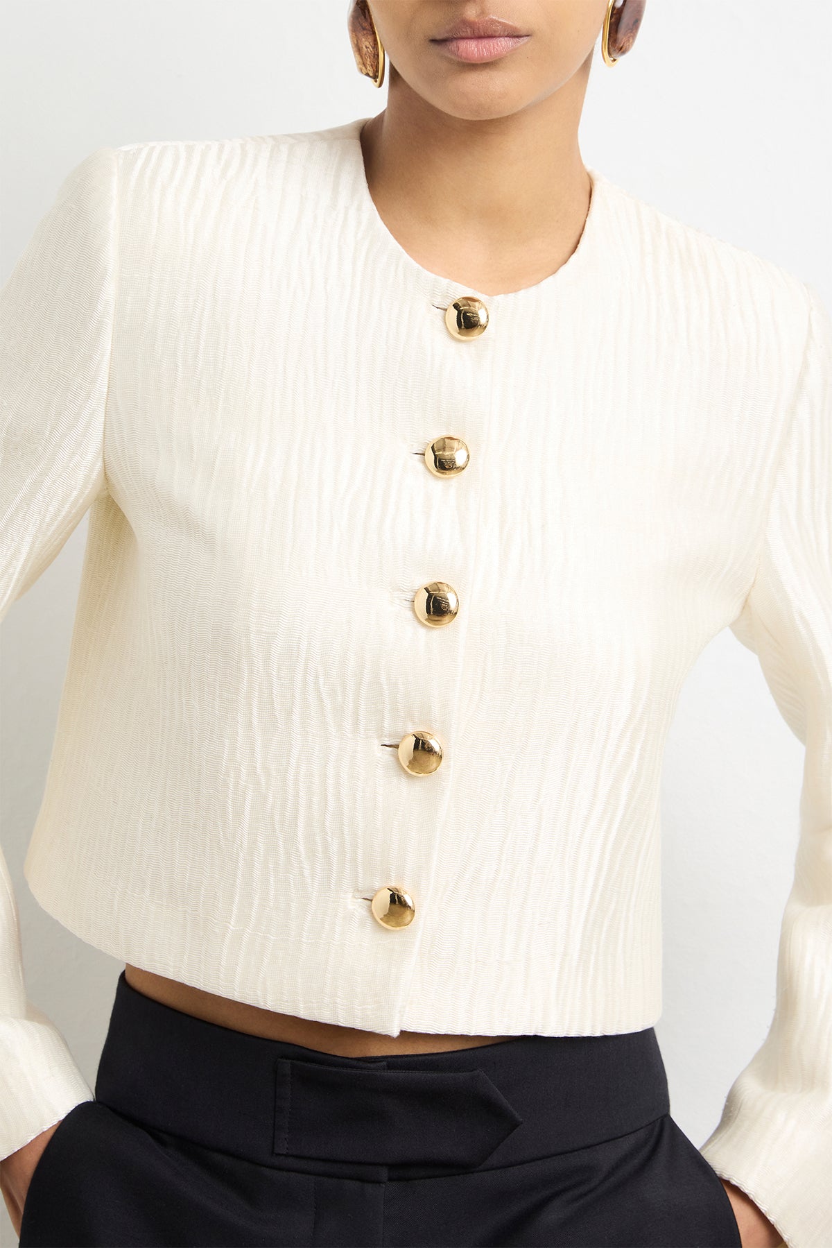 The Ryder Box Jacket in Pearl Sponge Silk