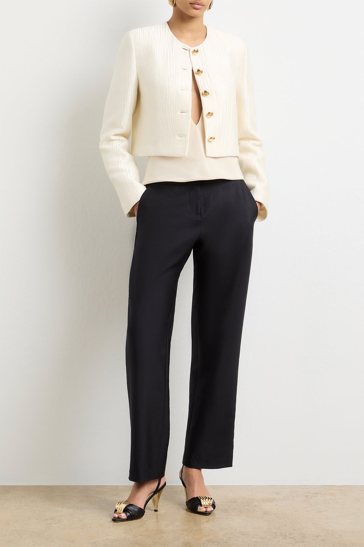 The Ryder Box Jacket in Pearl Sponge Silk