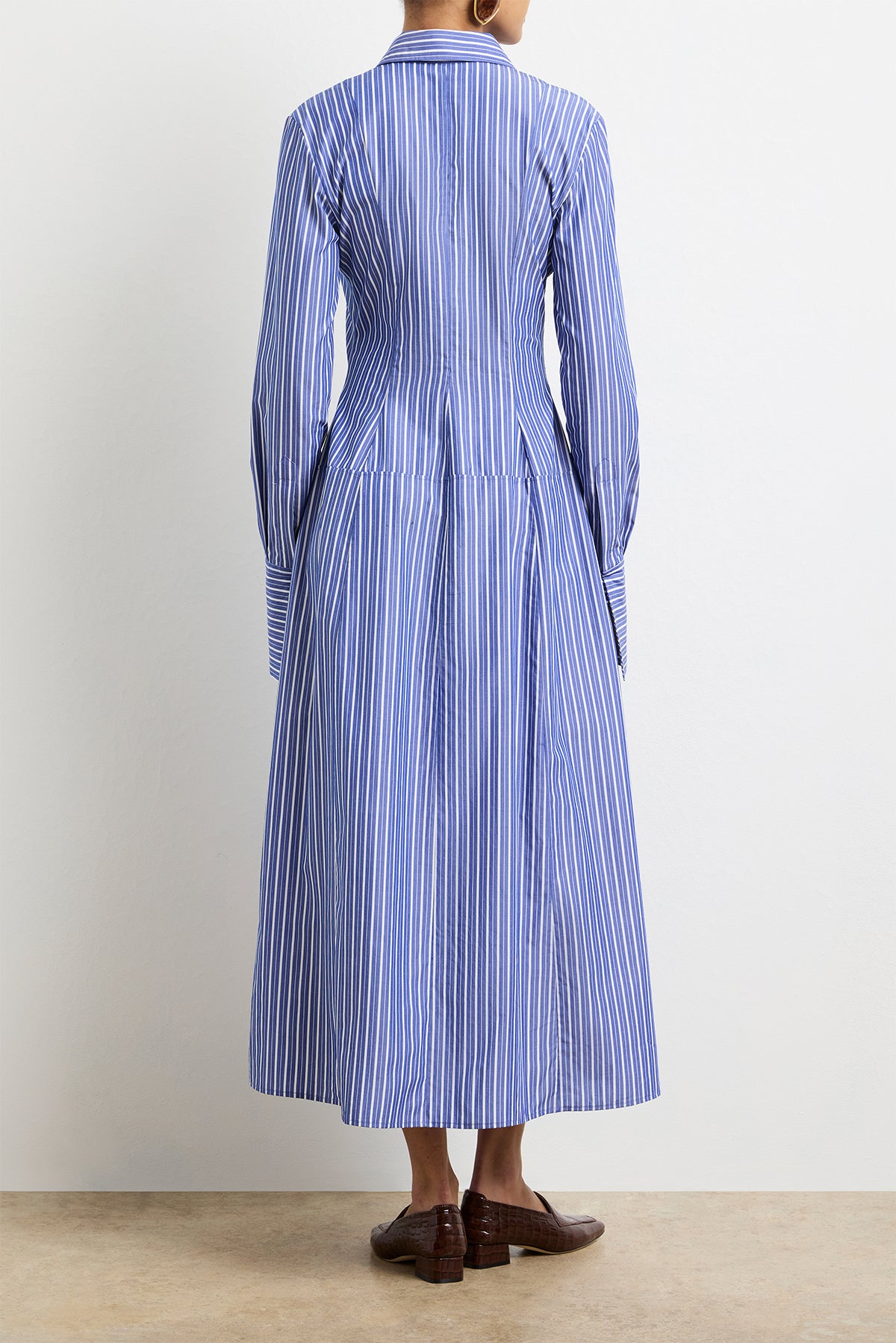 The Sammy Shirtdress in Navy Striped Cotton
