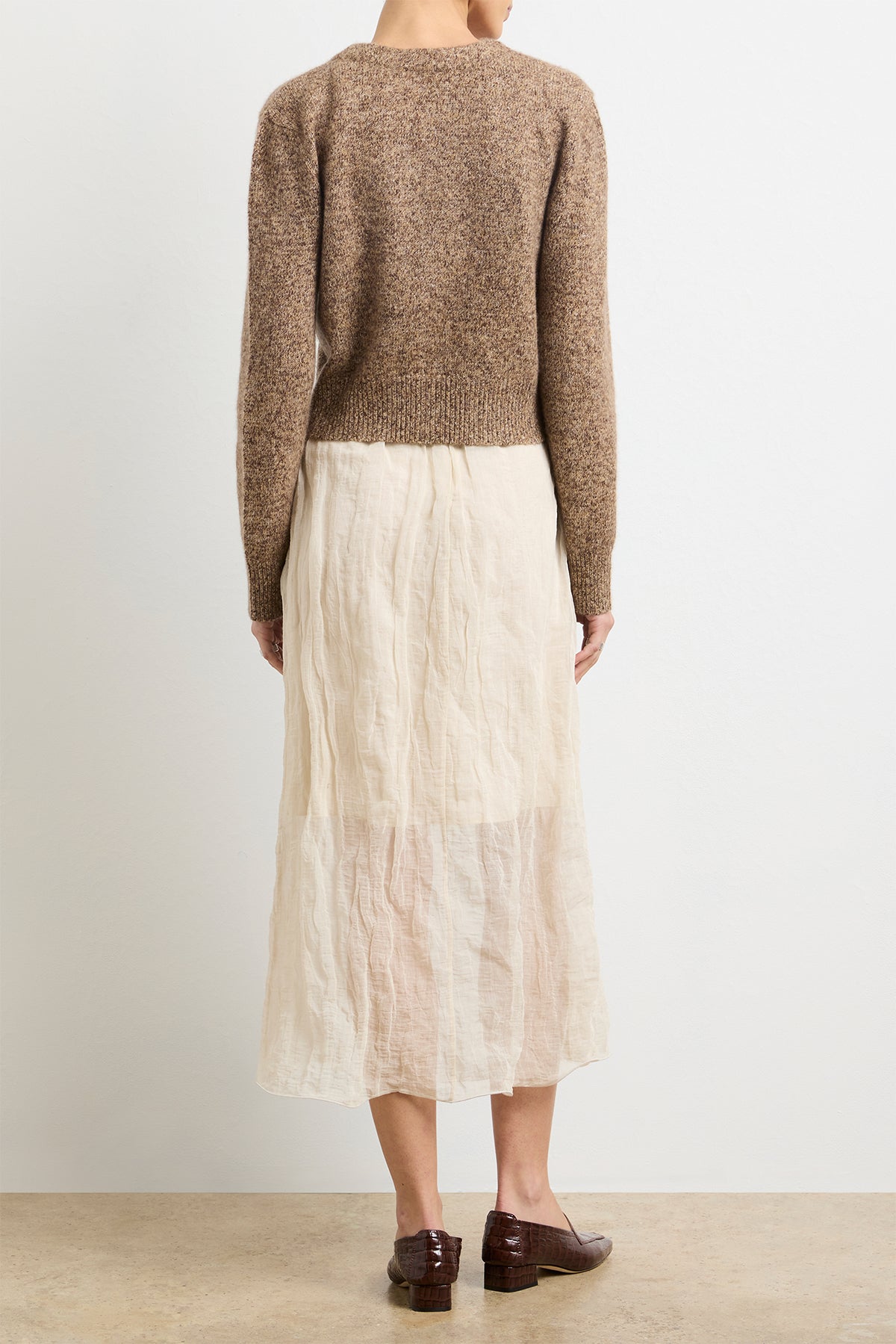 The Sloane Cardigan in Marled Brown Silk Cashmere