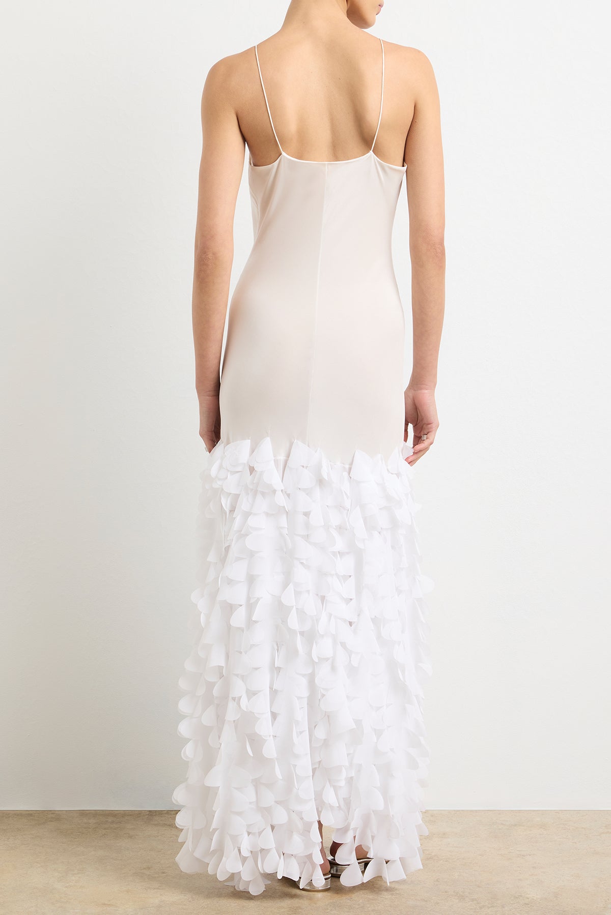 The Jacqueline Embroidered Silk Slip Dress in White