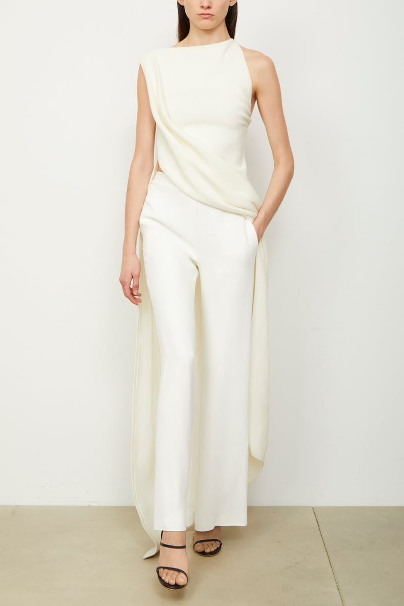 The High Waisted Wide Leg Trouser in White