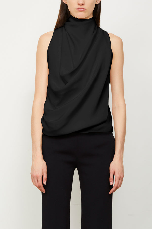 The Lina Cowl Neck Top in Black