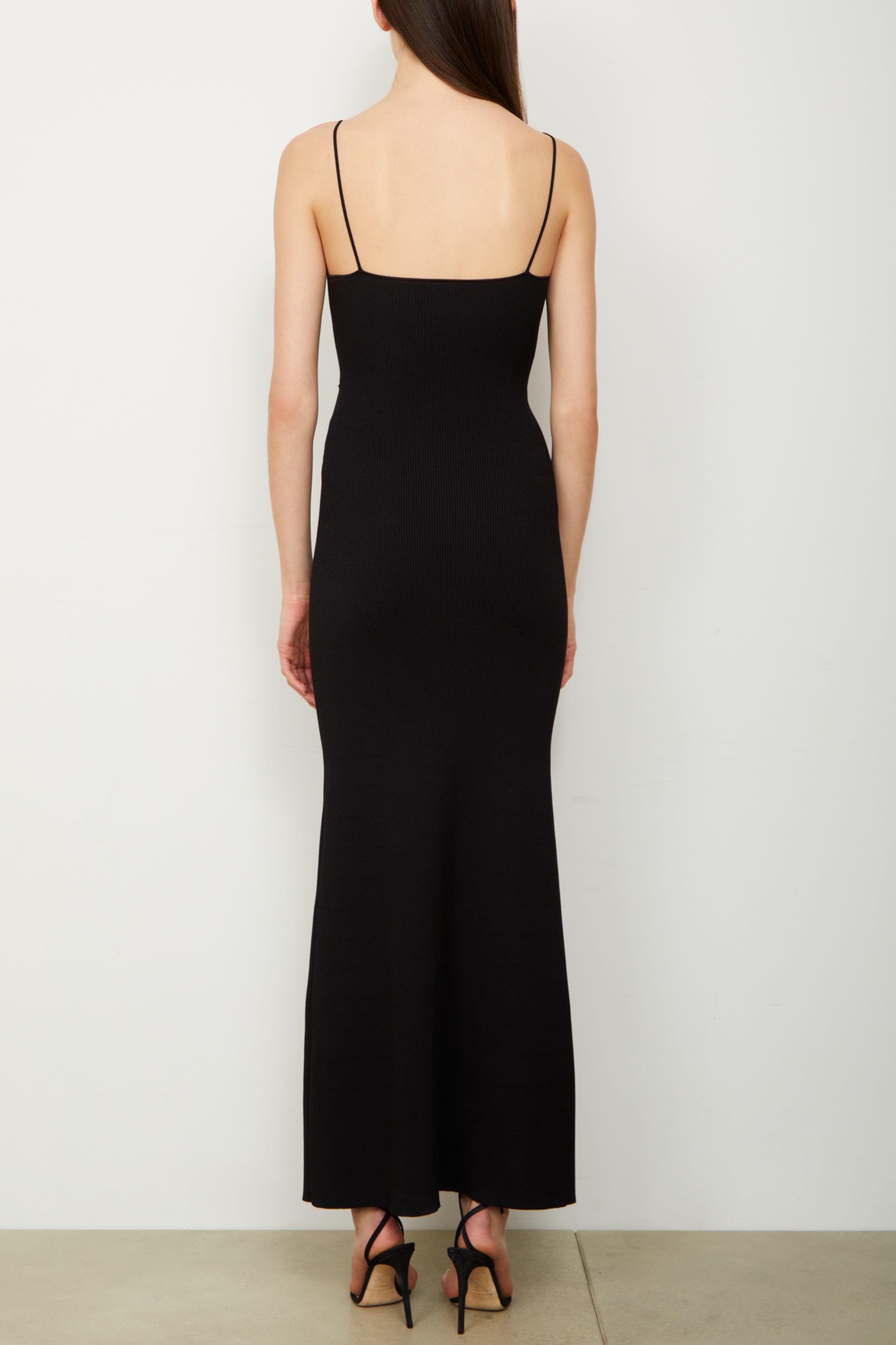 The Maeve Ankle Length Ribbed Knit Dress in Black