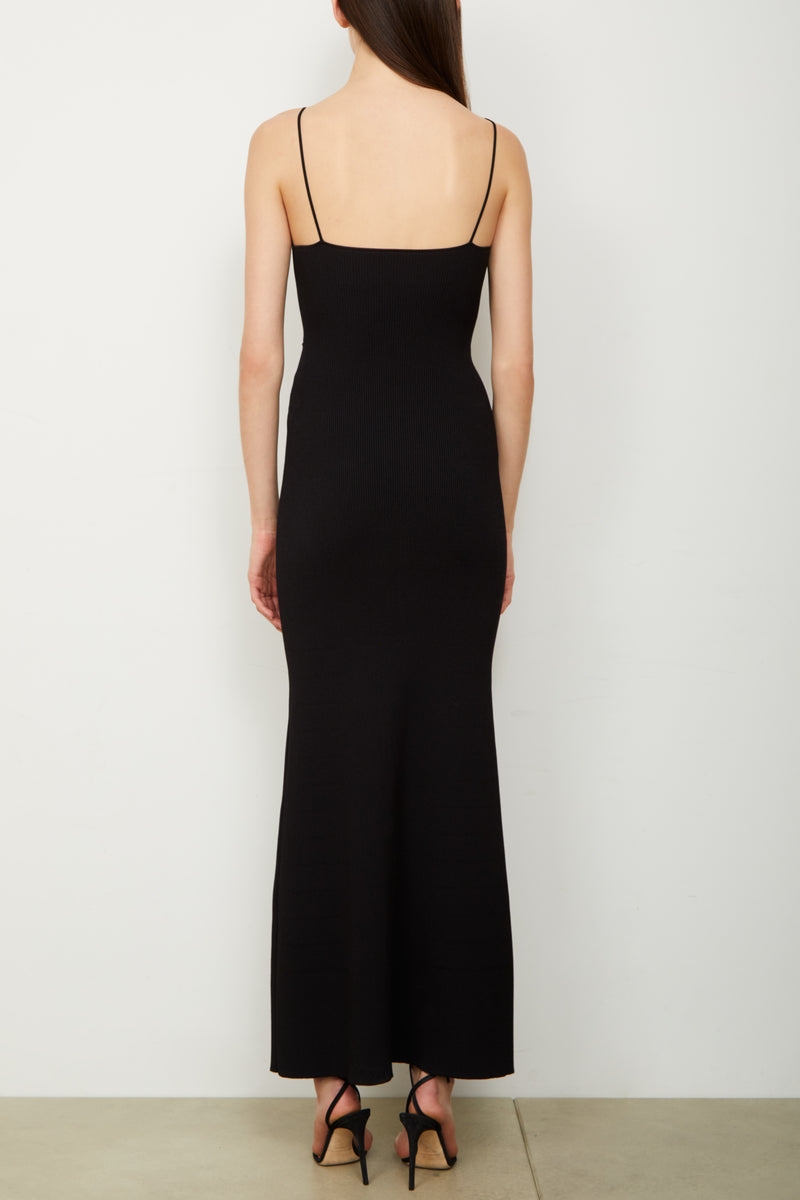 The Maeve Ankle Length Ribbed Knit Dress in Black
