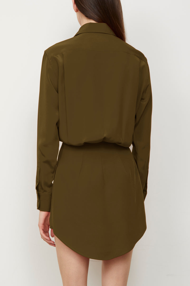 The Vera Shirt Dress in Olive Green