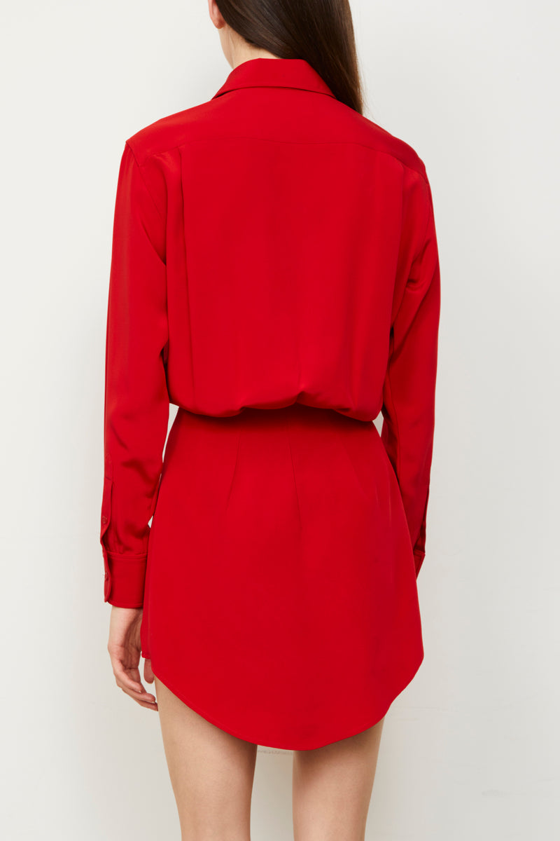 The Vera Shirt Dress in Racing Red