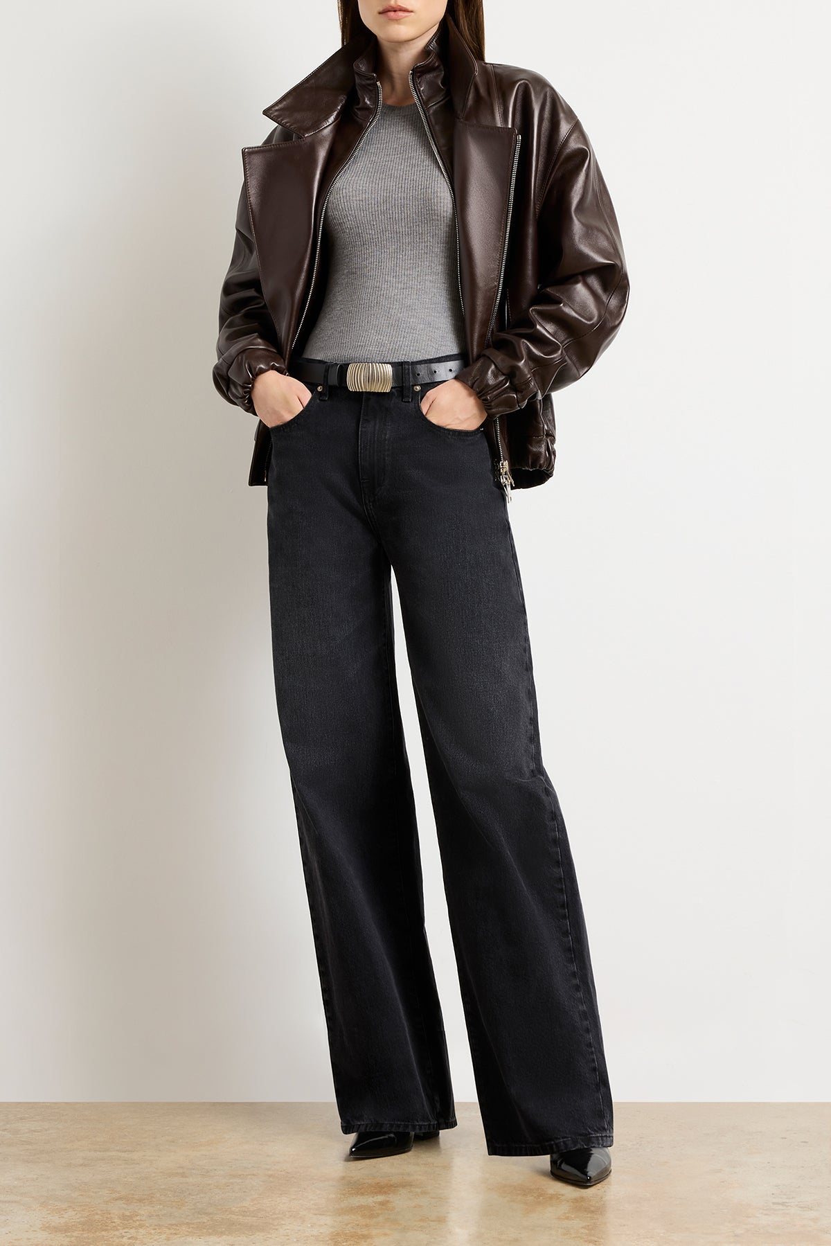 The Callan Wide Leg Jean in Vintage Black