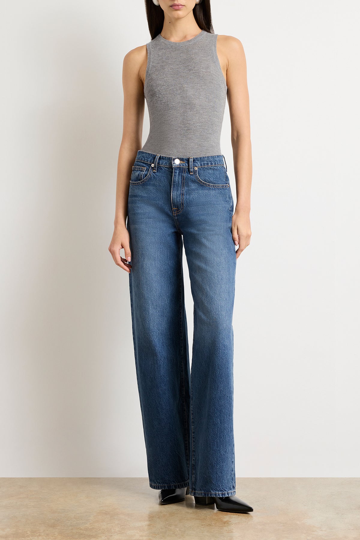 The Callan Wide Leg Jean in Vintage Blue