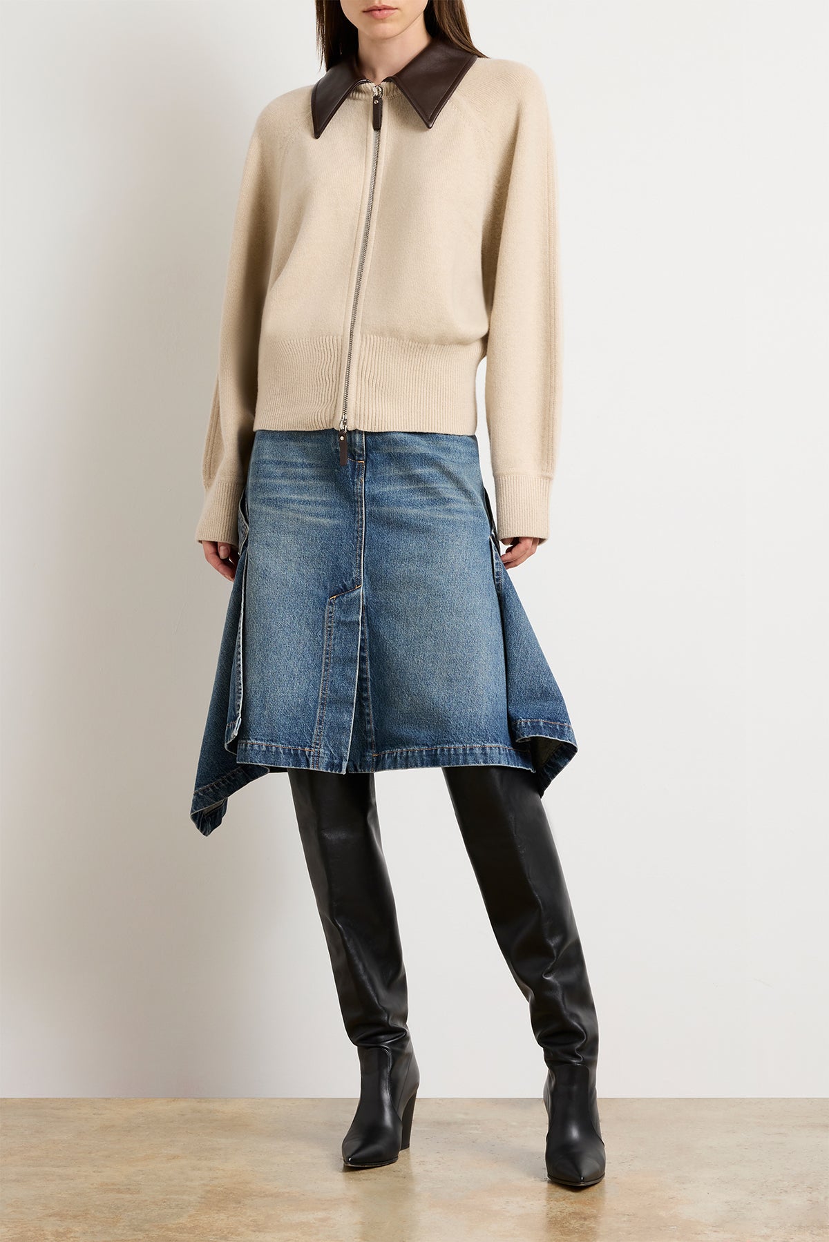 The Conrad Knit Jacket in Oatmeal and Brown