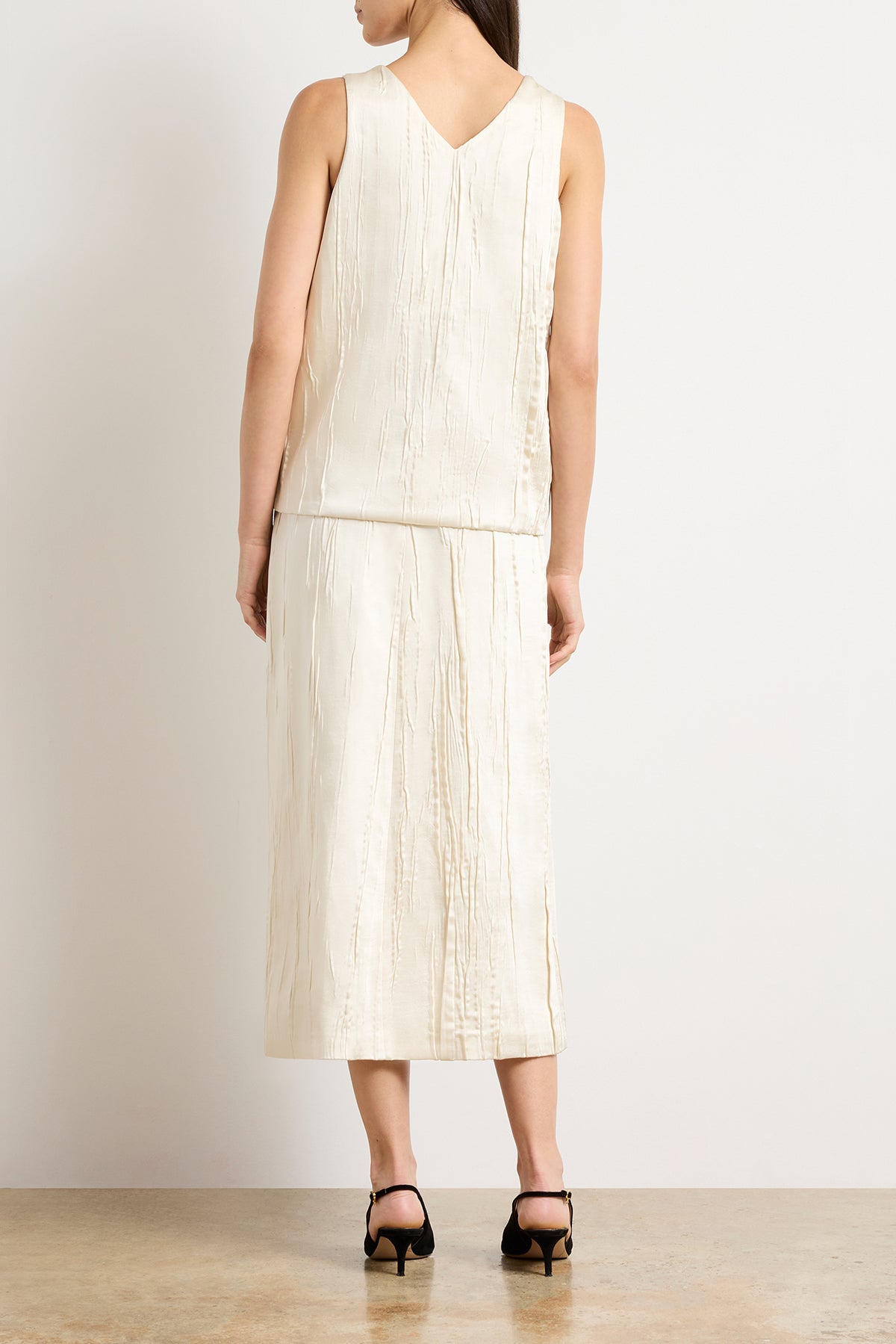 The Drew Deep V Tank in Ivory