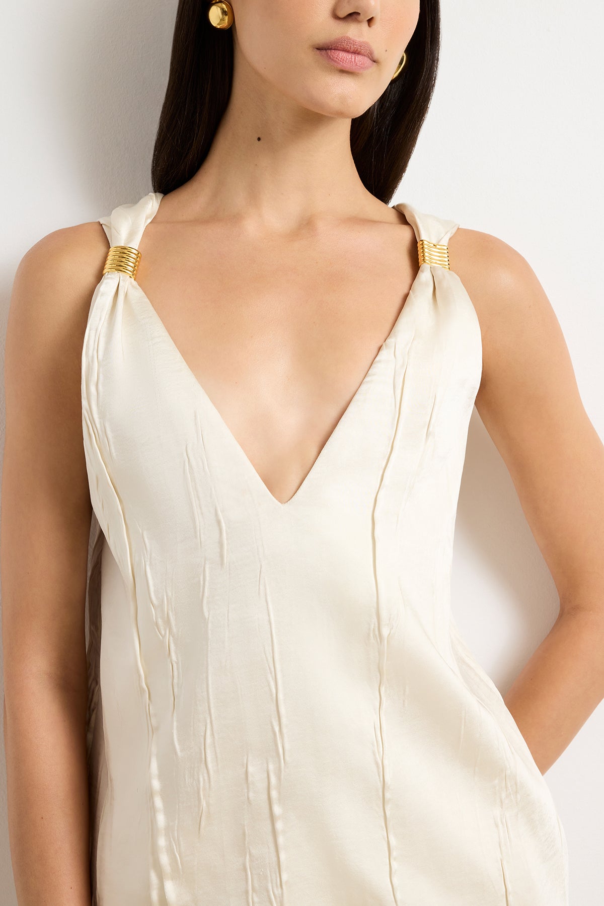 The Drew Deep V Tank in Ivory
