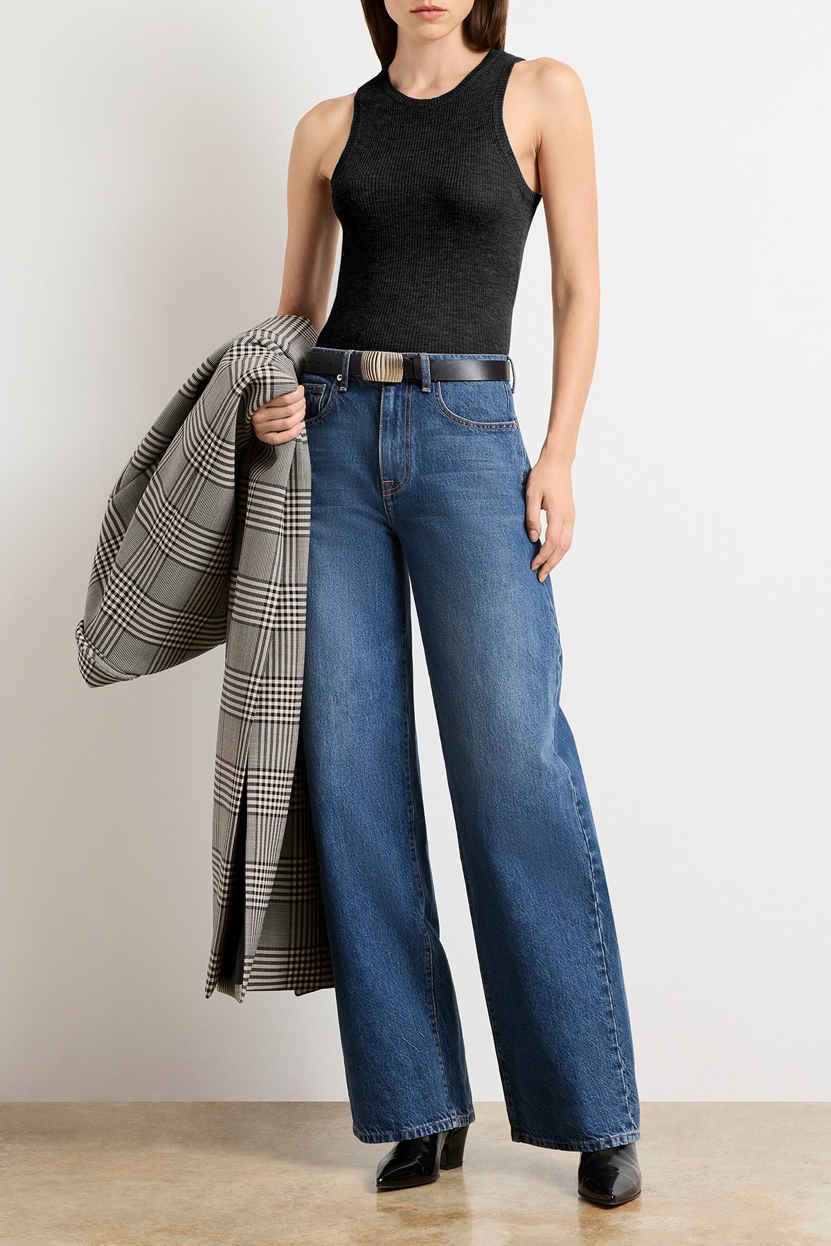The Jett Cashmere Ribbed Tank in Black