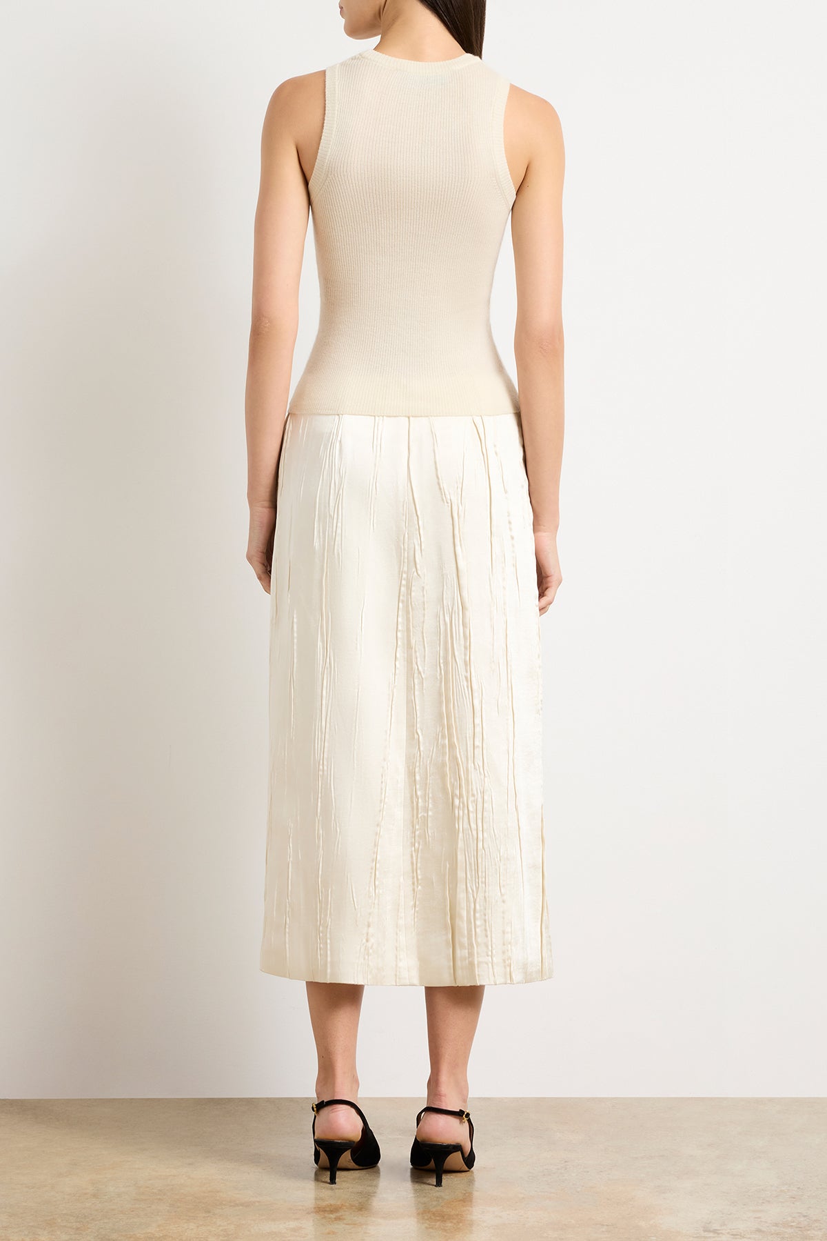 The Jett Cashmere Ribbed Tank in Cream