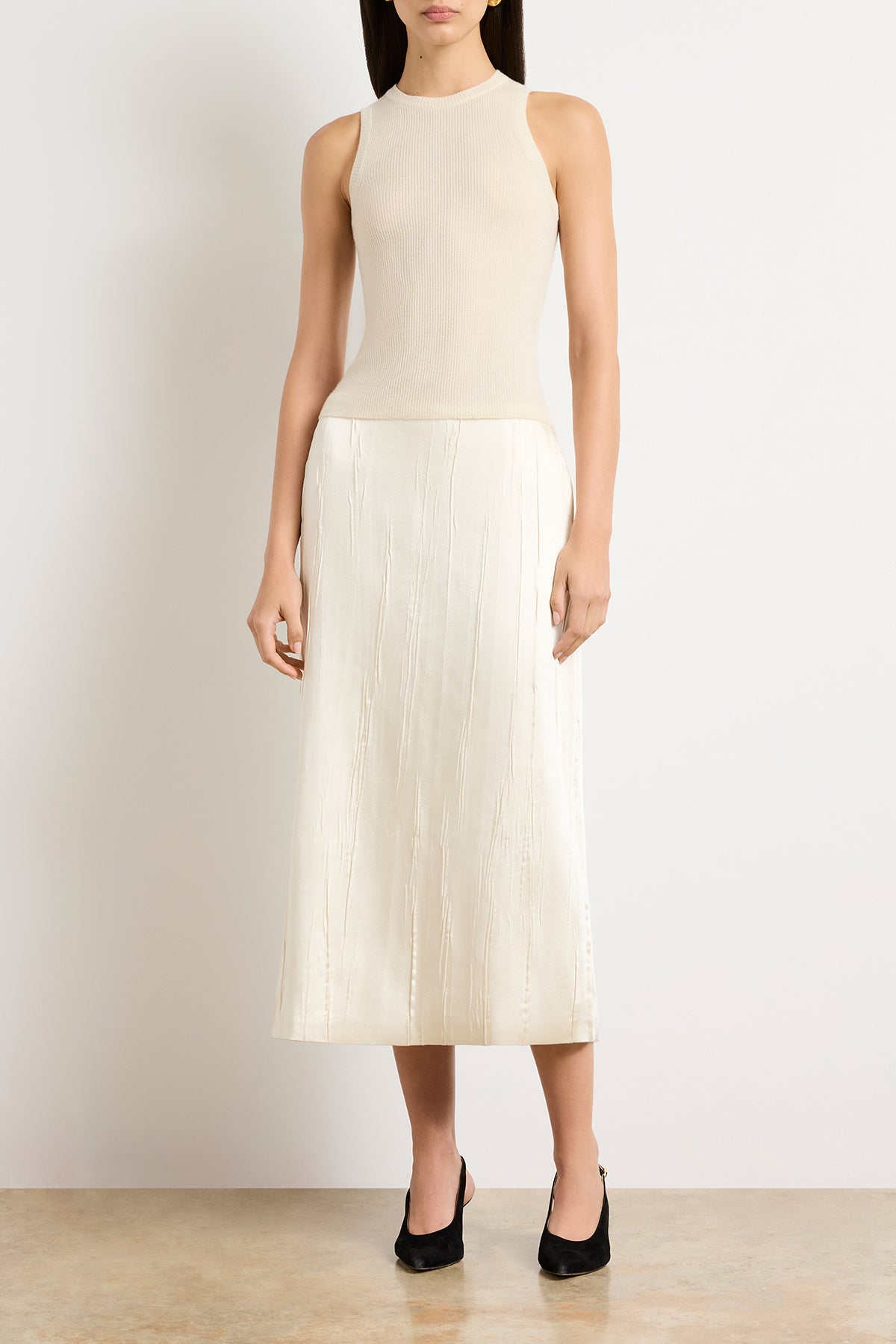 The Jett Cashmere Ribbed Tank in Cream