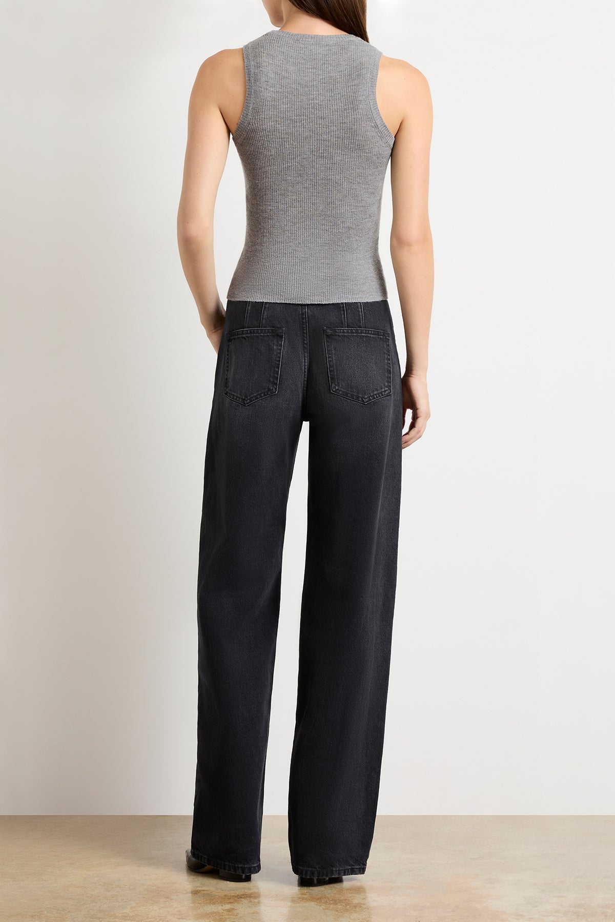 The Jett Cashmere Ribbed Tank in Heather Grey