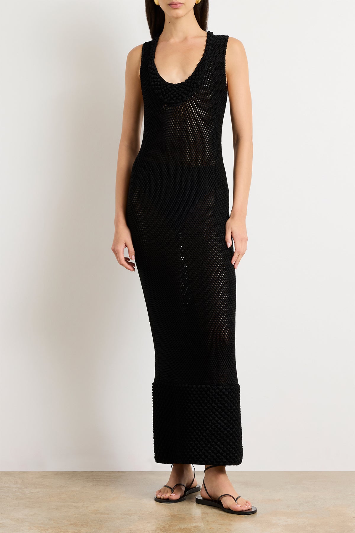 The Lou Lou Crochet Knit Dress in Black