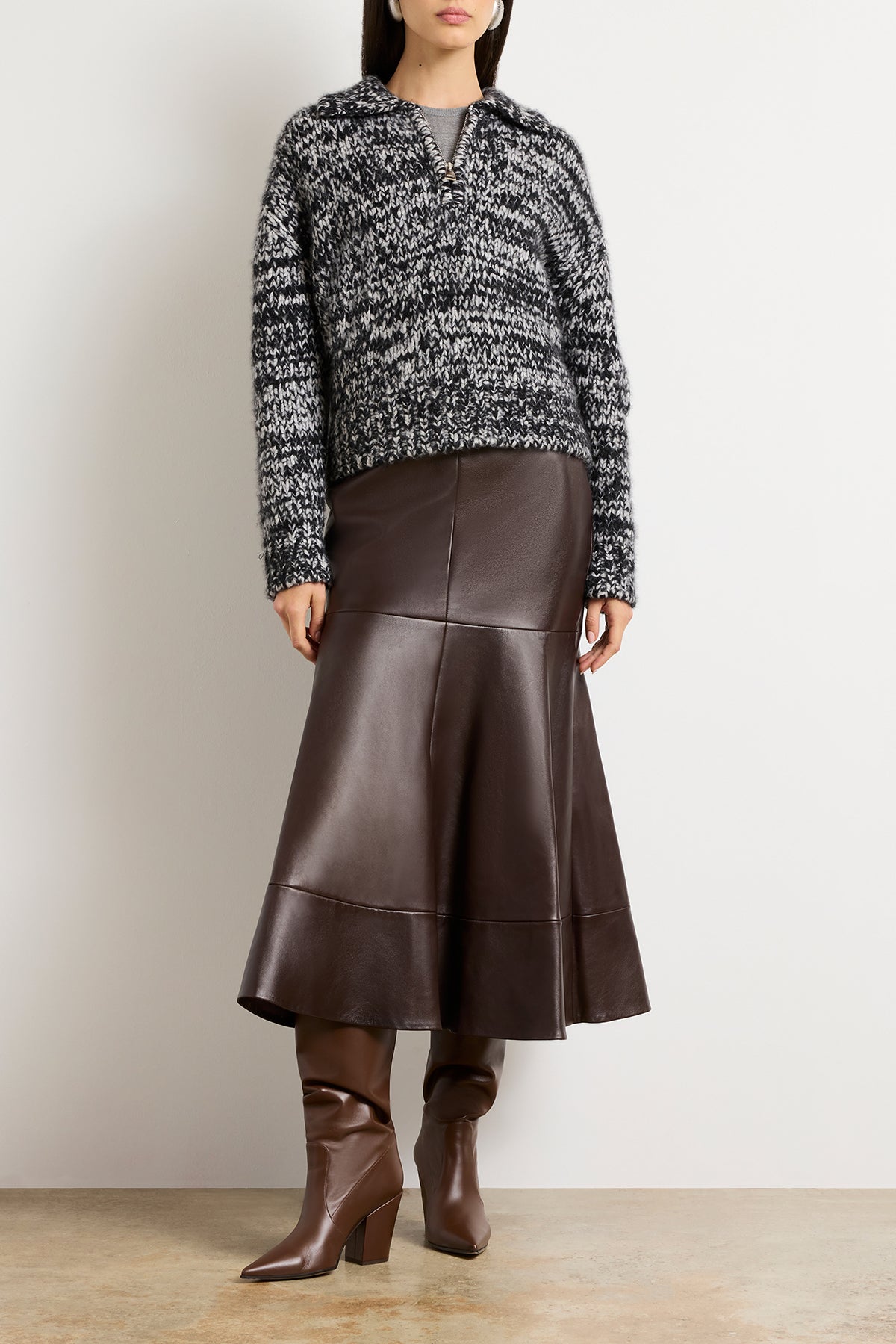 The Posie Half Zip Sweater with Sleeve Pocket in Static