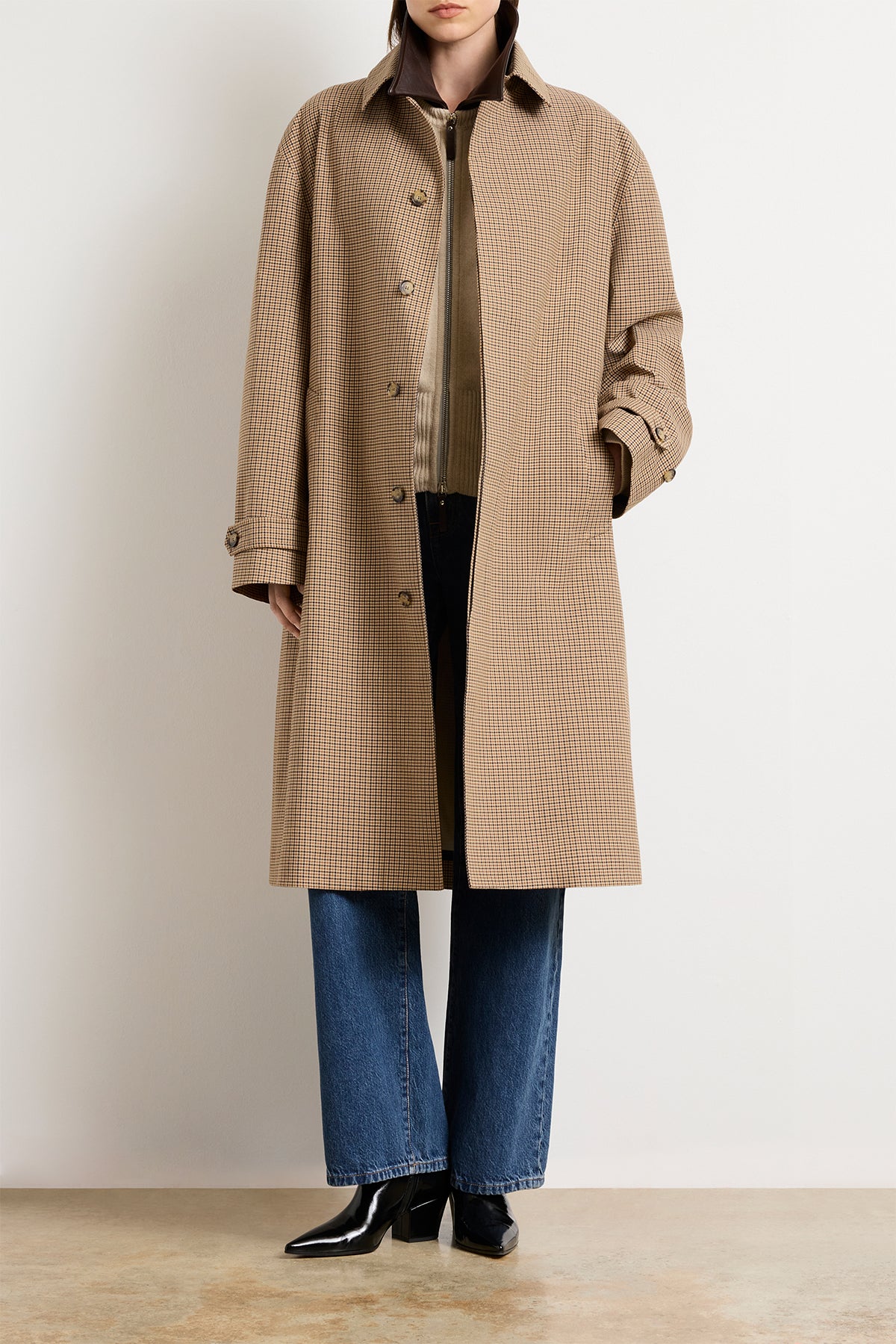 The Quinn Driving Coat in Brown Plaid
