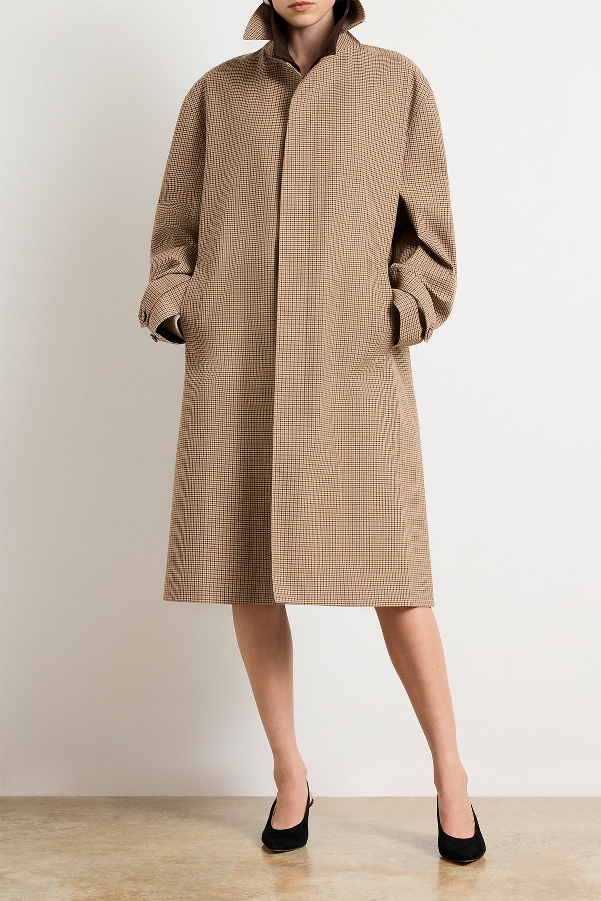 The Quinn Driving Coat in Brown Plaid