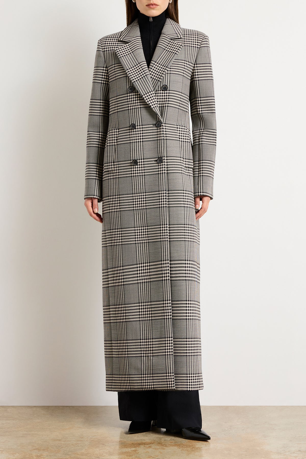 The Raye Double Breasted Coat in Prince of Wales Plaid