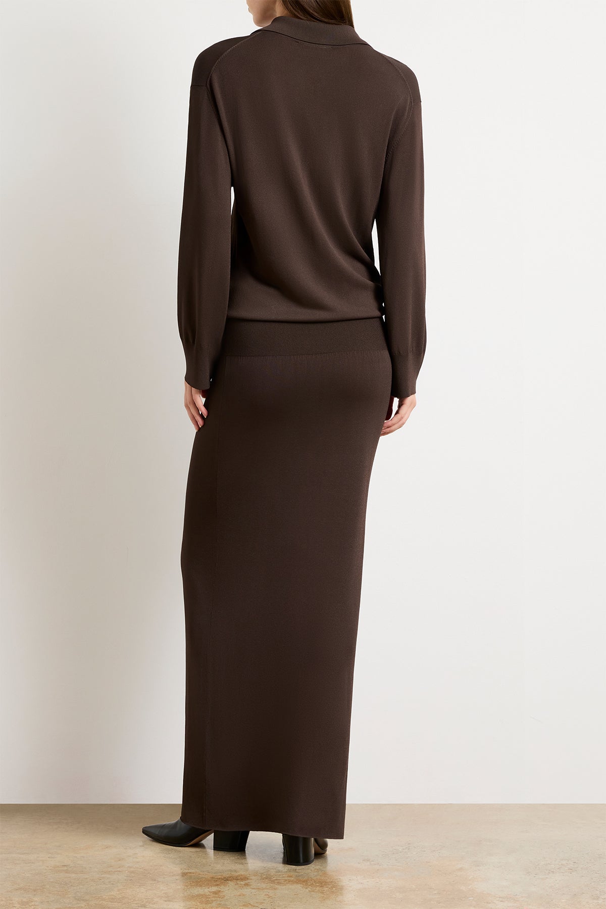 The Sabine Knit Polo Dress in Truffle