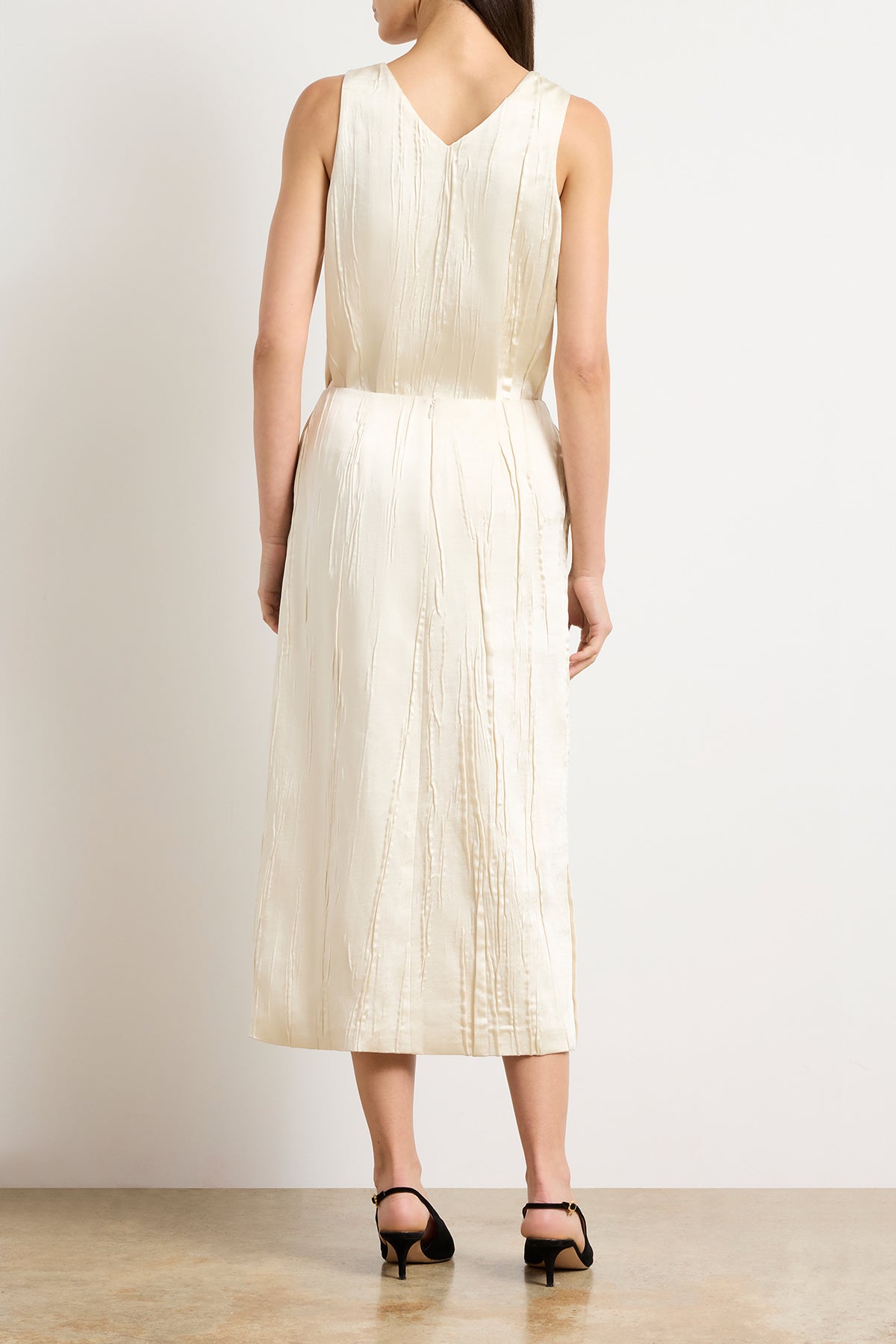 The Tierney Satin Straight Skirt in Ivory