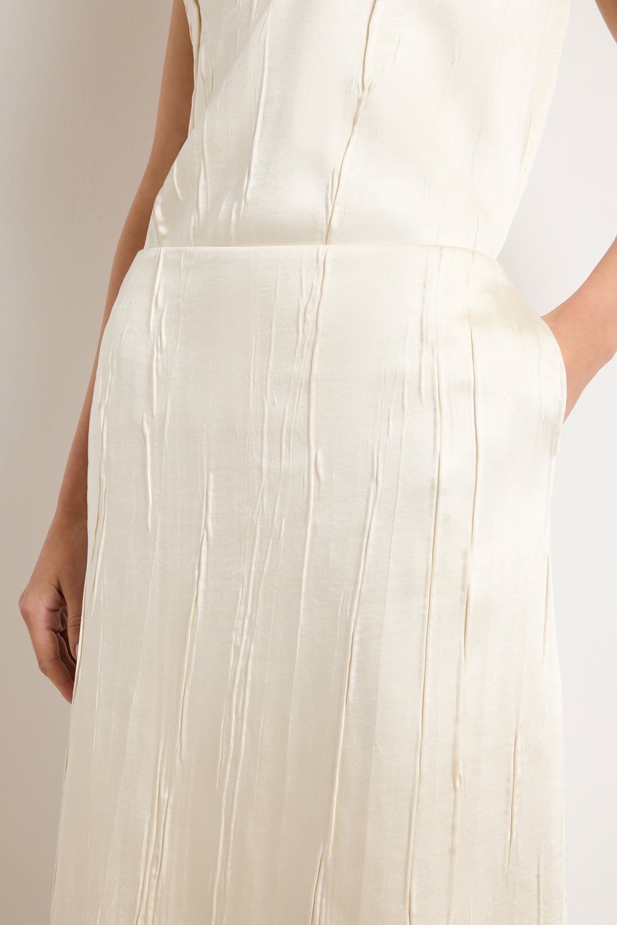 The Tierney Satin Straight Skirt in Ivory