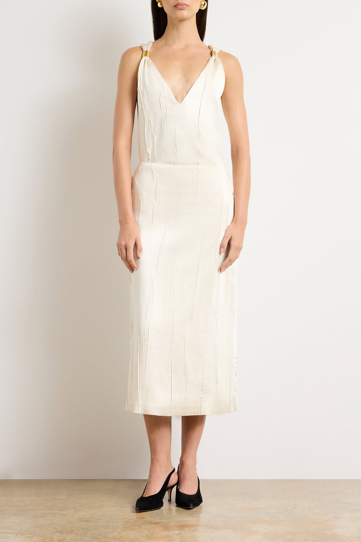 The Tierney Satin Straight Skirt in Ivory