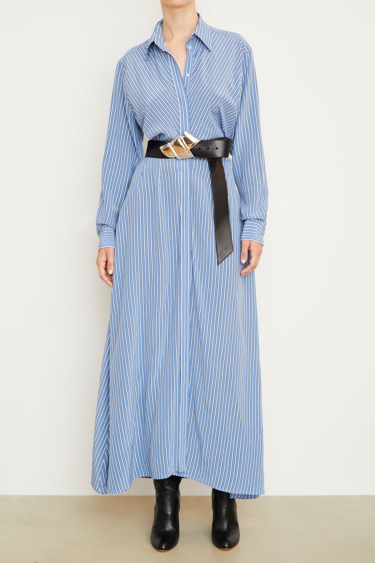 The Charlotte Shirtdress in Blue Stripe