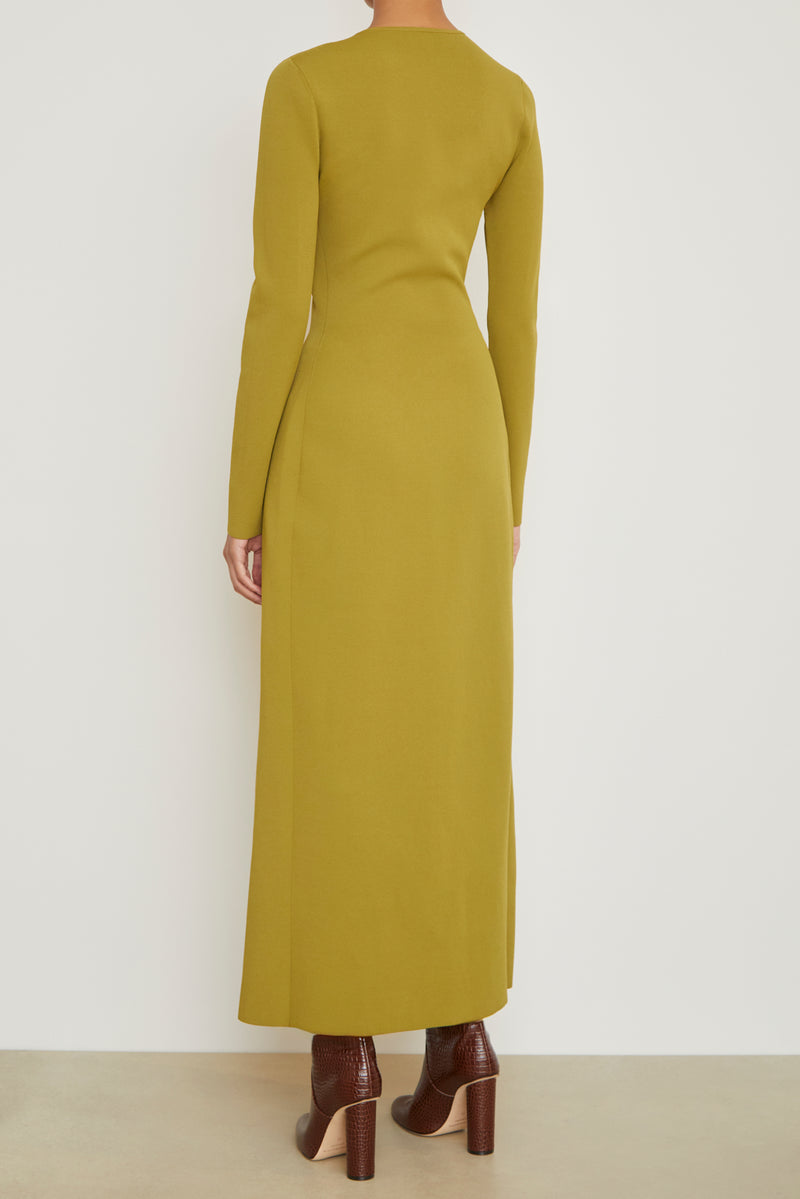 The Emm Crew Neck Long Sleeve Cardigan Dress in Green