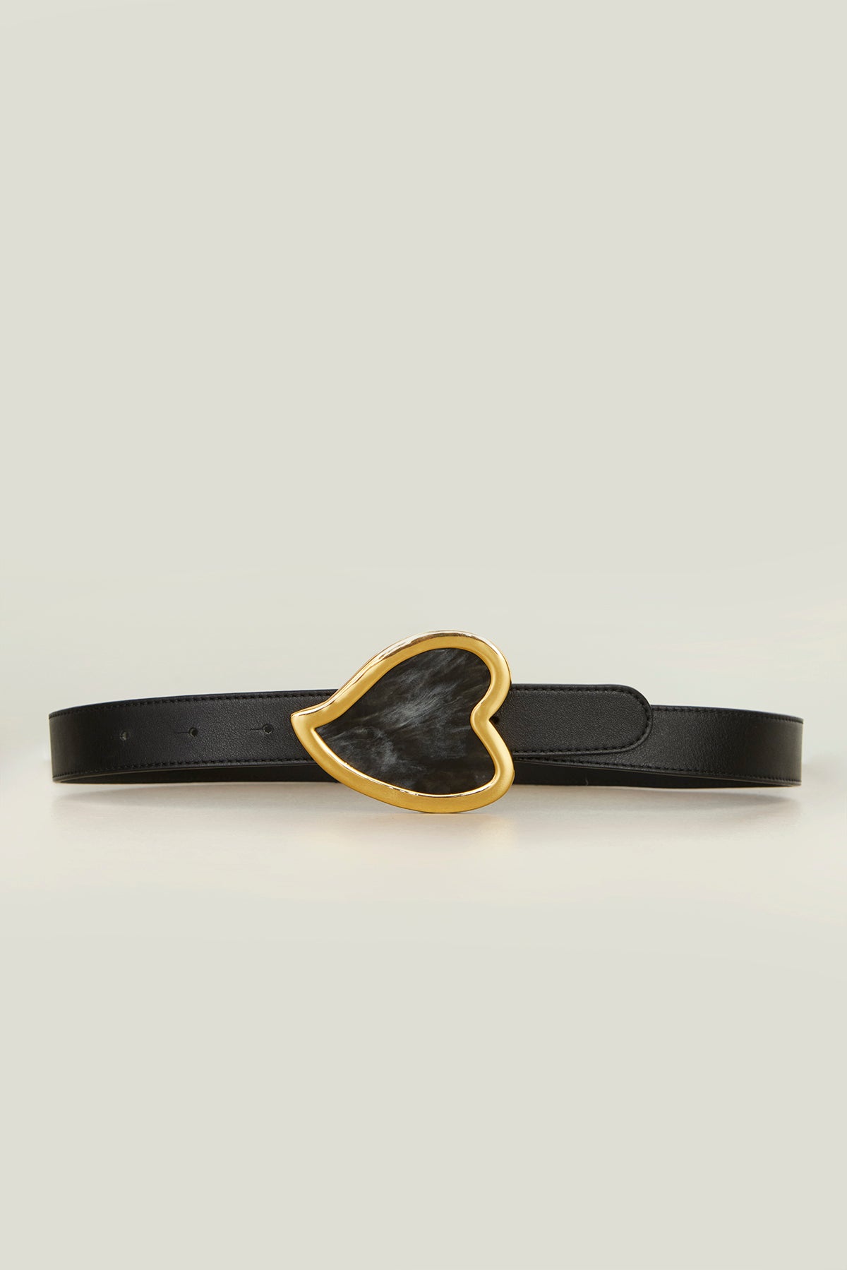 The Heart Belt in Black Nappa Leather