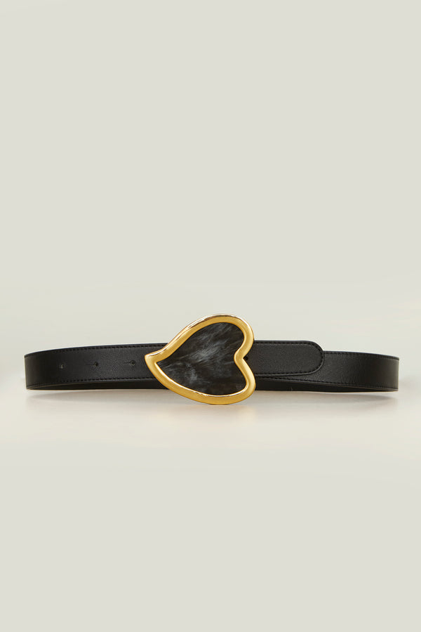 The Heart Belt in Black Nappa Leather