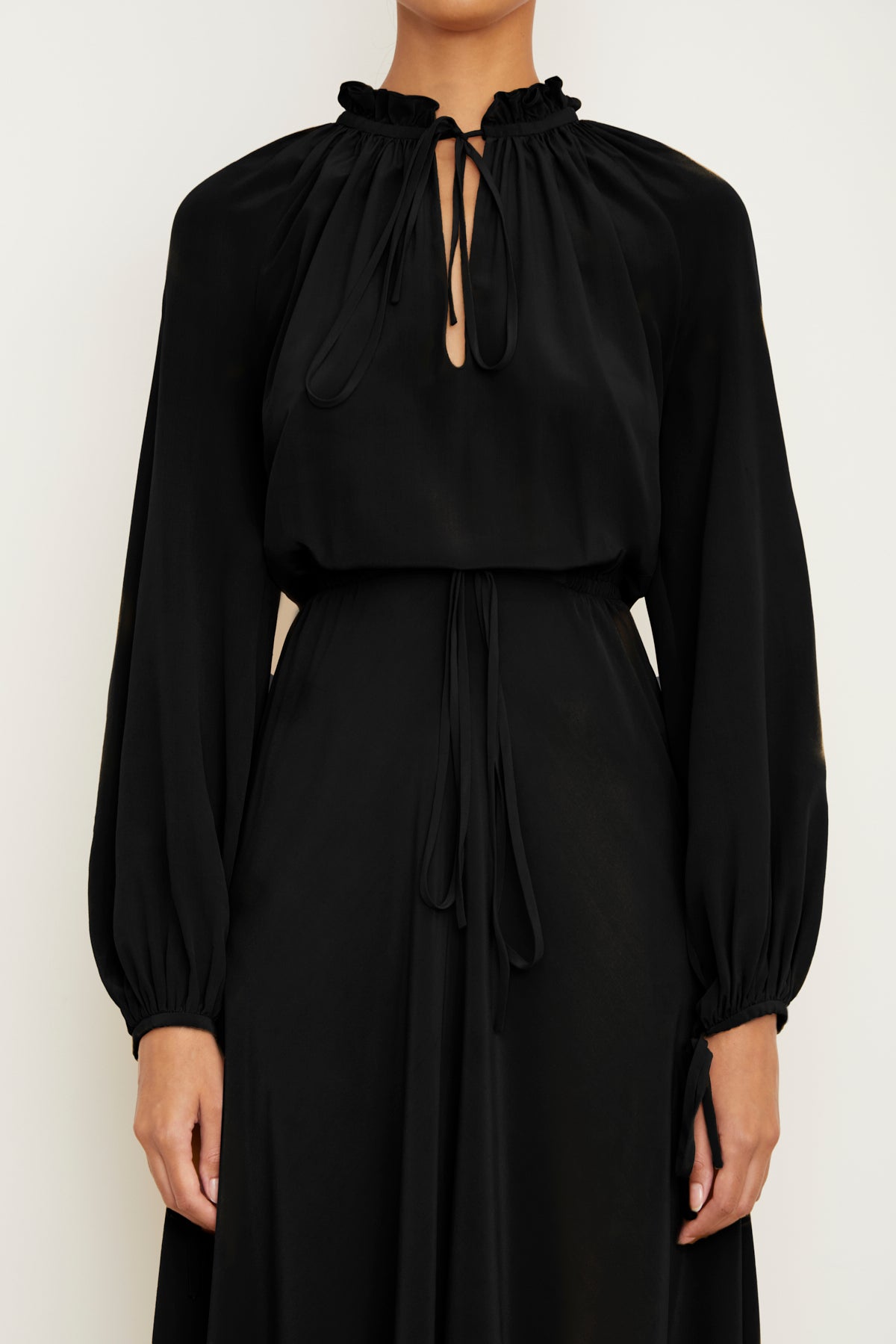 The Pam Caftan Dress in Black Silk