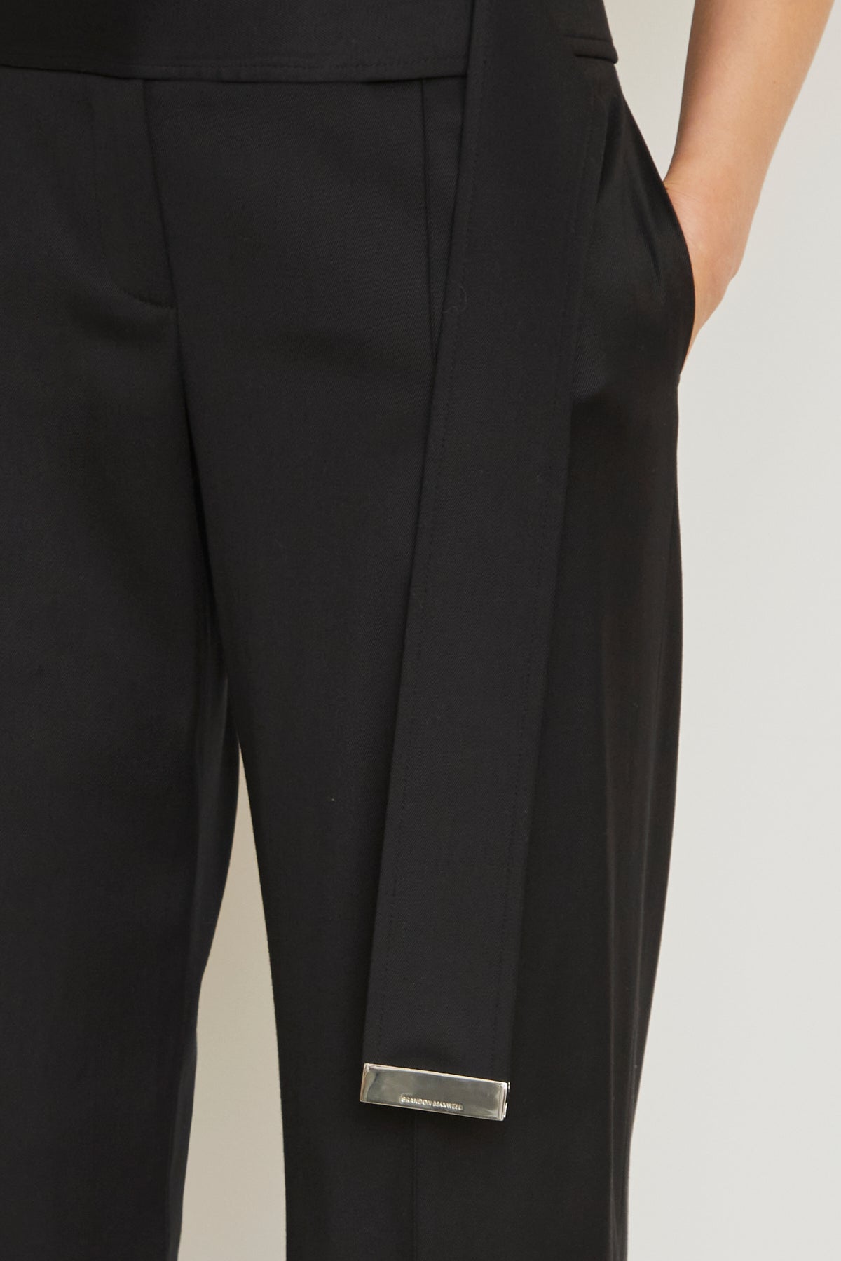Brandon Maxwell The Ashton Belted Straight-leg Pants - Black