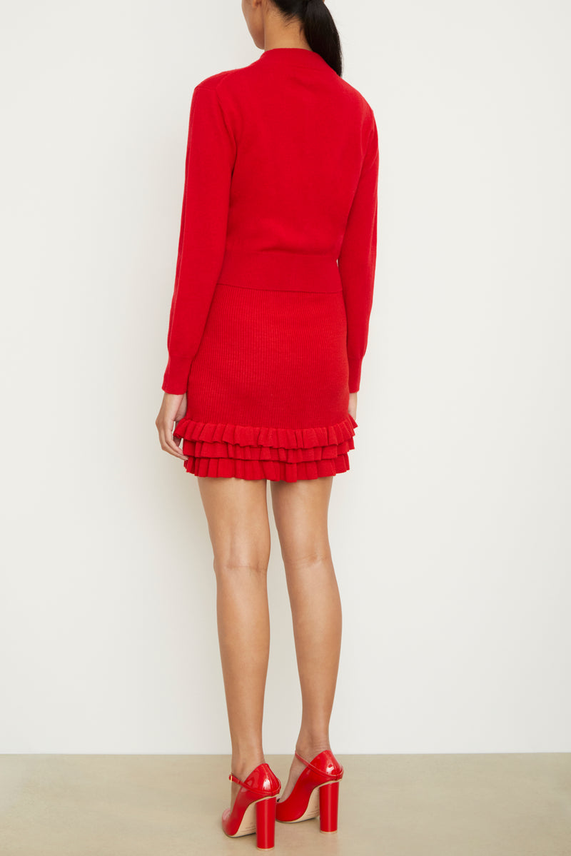 The Aubrey Cashmere Cardigan in Red