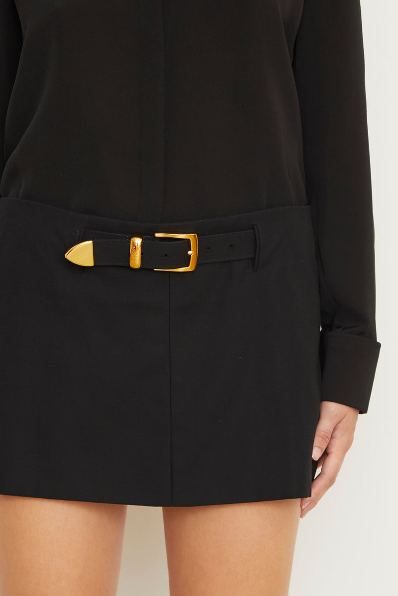 The Gabriella Mini Skirt with Belt in Midnight