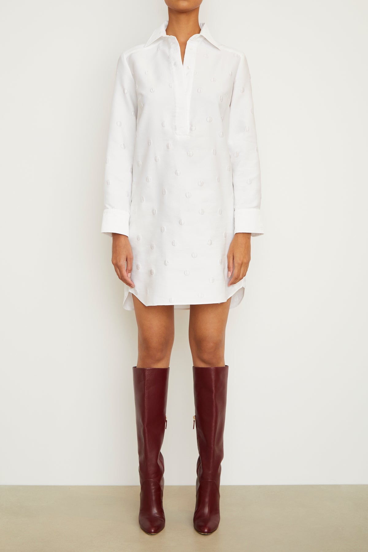 The Lola Tunic Dress in White Polka Dot