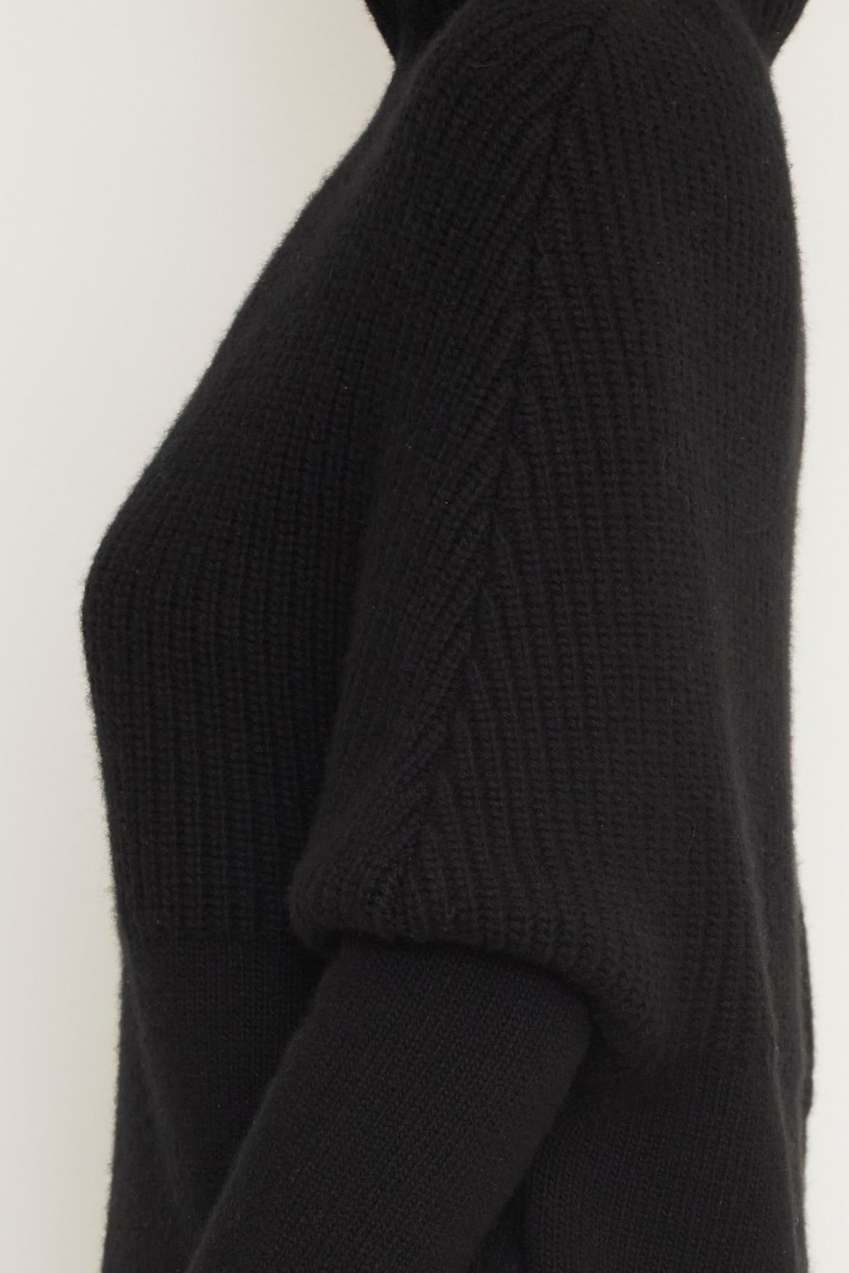 The Matea Cape Long Sleeve Turtleneck Sweater in Black