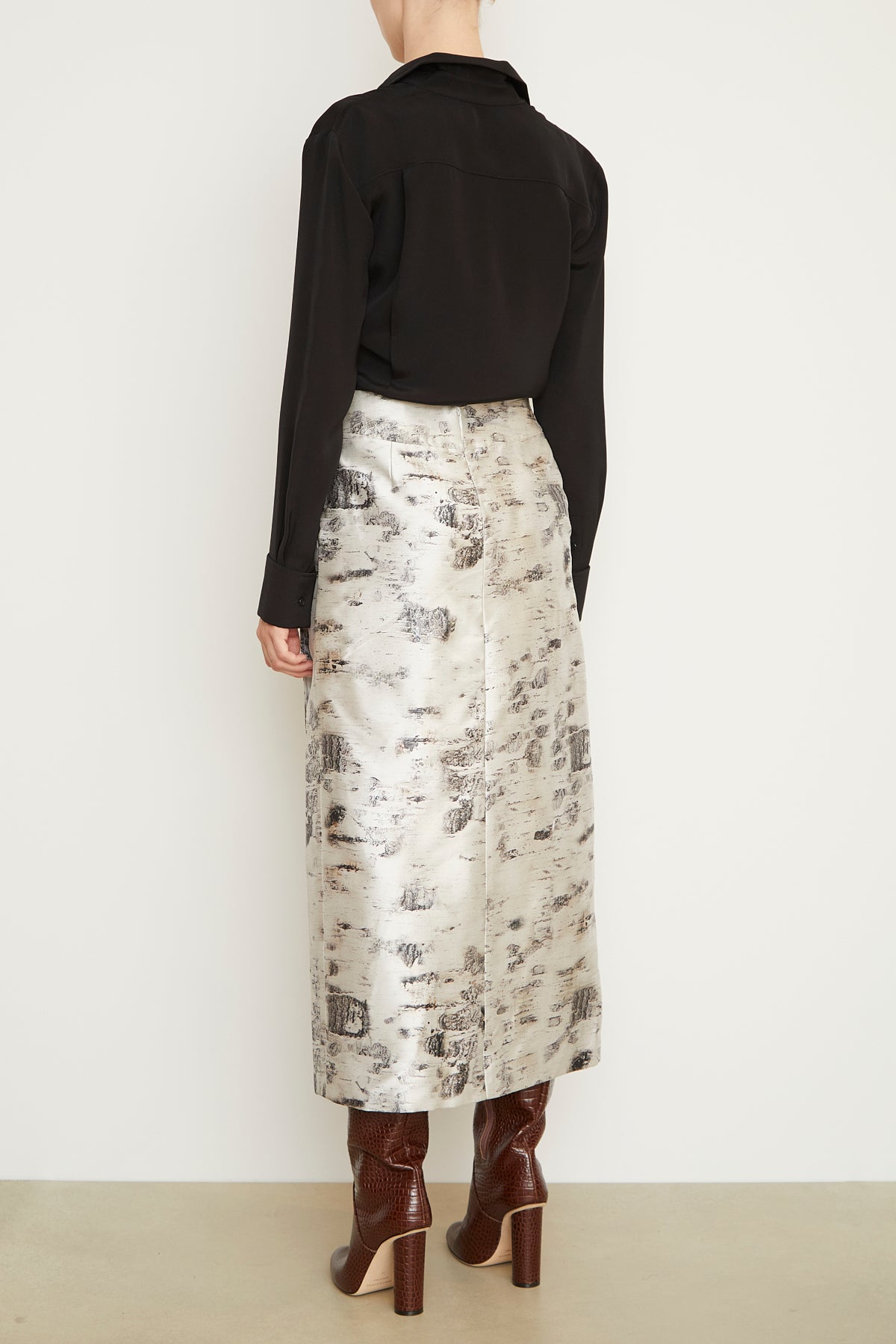 The Evelyn Wrap Skirt in Birch Silk Mikado