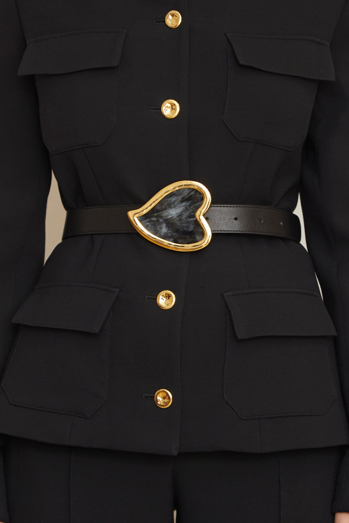 The Heart Belt in Black Nappa Leather