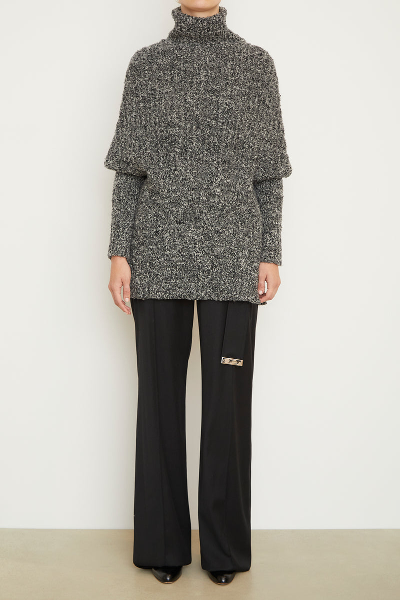The Matea Cape Long Sleeve Turtleneck Sweater in Pepper