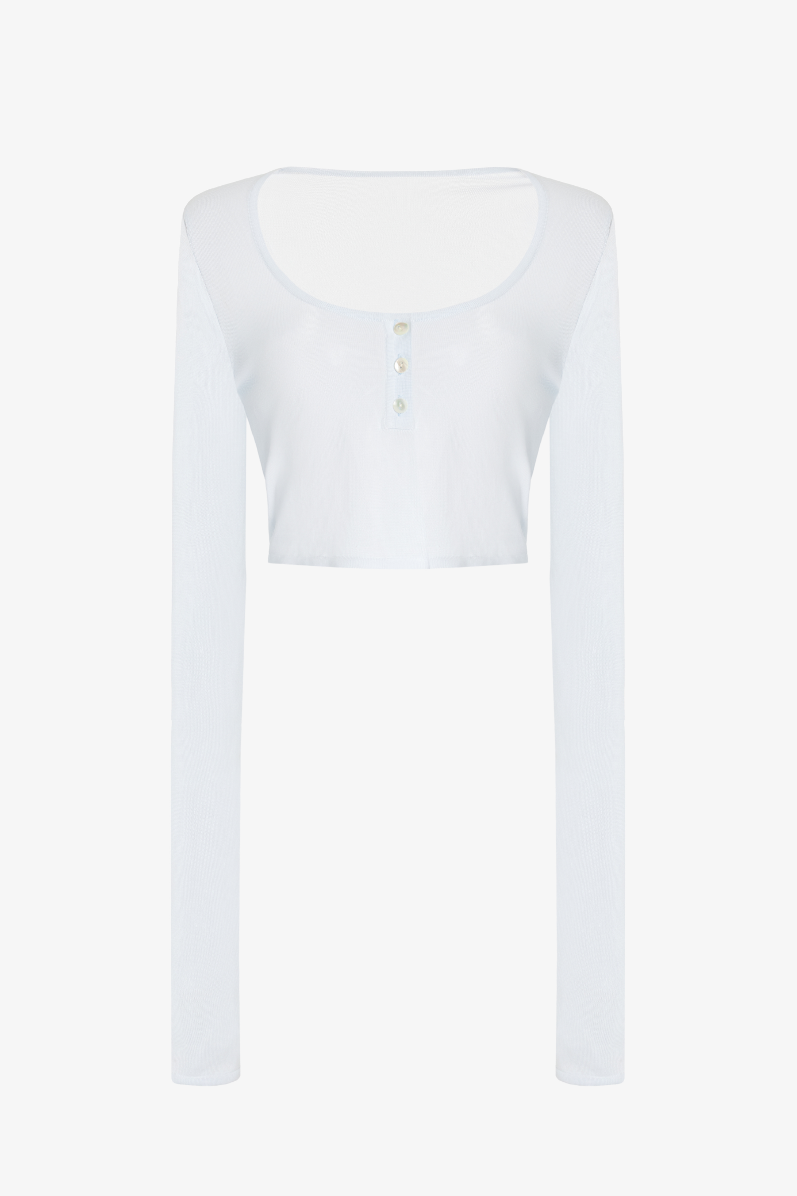 The Wylder Cropped Henley in Ice Melt