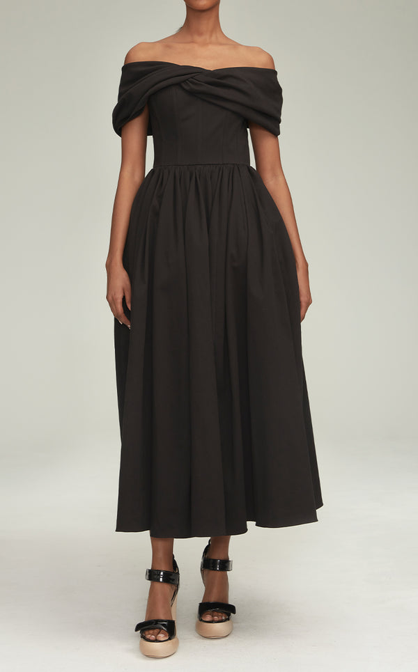 The Blaise Dress With Full Skirt in Black