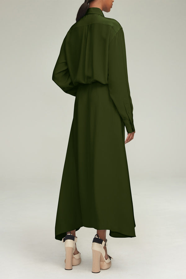 The Charlotte Shirt Dress in Green