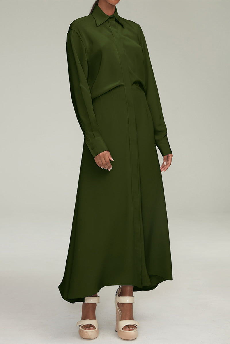 The Charlotte Shirt Dress in Green